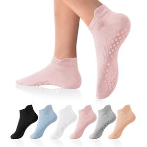 DIBAOLONG Pilates Socks with Grips for Women Yoga Socks Non Slip for Hospital, Pergnancy, Barre, Ballet, Dance, Workout 6 Pairs
