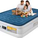 air Mattress Queen with Built in Pump 16 Inch Portable Inflatable Mattress Deluxe Flocking Inflatable Mattress for Temporary Guest Accommodation, Camping, and Home use MAX is 660 pounds