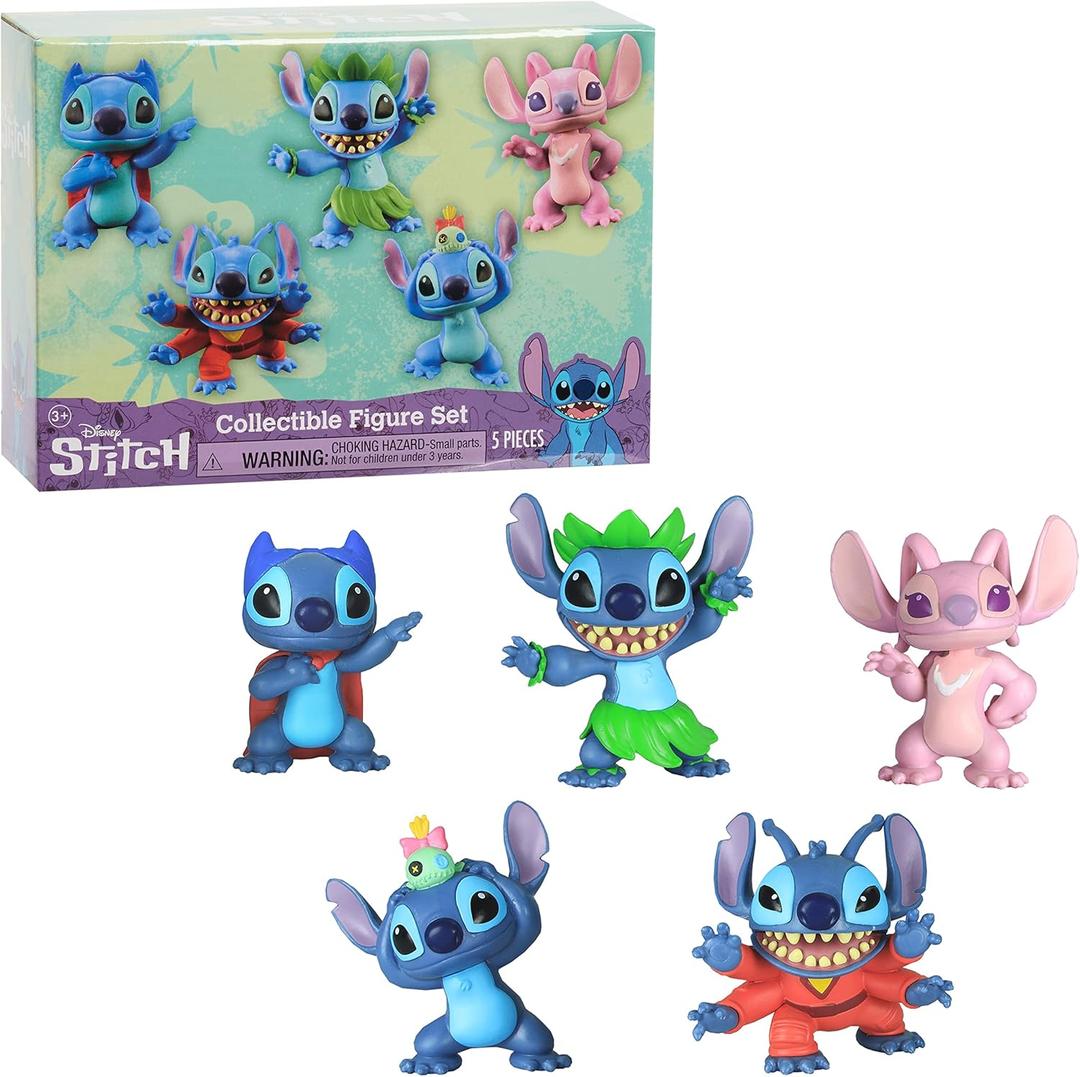 Disneys Lilo & Stitch Collectible Stitch Figure Set, 5-pieces, Easter Basket Fillers, Gifts, Presents, Kids Toys for Ages 3 Up by Just Play, Kids Toys for Ages 3 Up by Just Play
