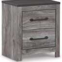 Signature Design by Ashley Bronyan Rustic 2 Drawer Nightstand, 2-Tone Look, Light Gray and Dark Gray, Large Scale Handles, Fully Finished Drawer Interiors, 24.72" Tall, Gray, 21.69" W X 15.59" D X 24.72" H