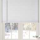 Calyx Interiors Cordless White 1” Light Filtering Mini Blinds 34.5” W x 60” H Window Blinds for Home, Vinyl Horizontal Blinds for Indoor Windows