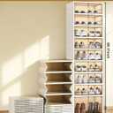 9 Tiers 18 Pairs Foldable Shoe Rack, Large Shoe Storage with Magnetic Clear Door, Easy Assembly and Freely Movable Shoes Organizer, Large Capacity Shoe Shelf for Living Room, Cloakroom, Entryway, 9 layers 18 pairs