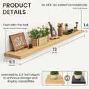 Marsmiles Natural Wood Floating Shelves, 72'' Long, 9.3'' Deep, Set of 1