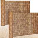 Barydat 2 Pcs 4 x 16.4 ft Reed Fence Roll, 85% Shade Bamboo Privacy Screen, Natural Decorative Reed Fencing for Outdoor Garden Backyard Patio Balcony