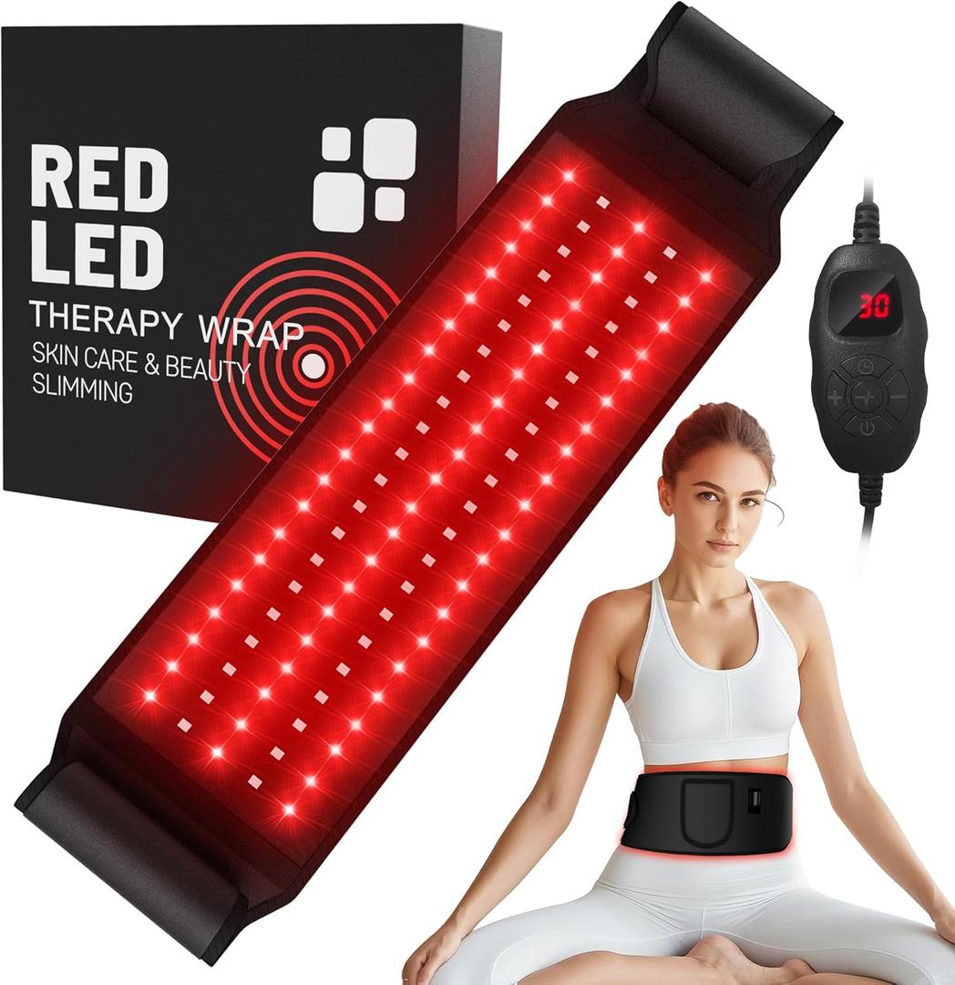 Red Light Heating for Body: RAYOCON 5 Light Levels Light Heat Belt Wrap for Back/Waist 660nm & 850nm Led Beads with Timer