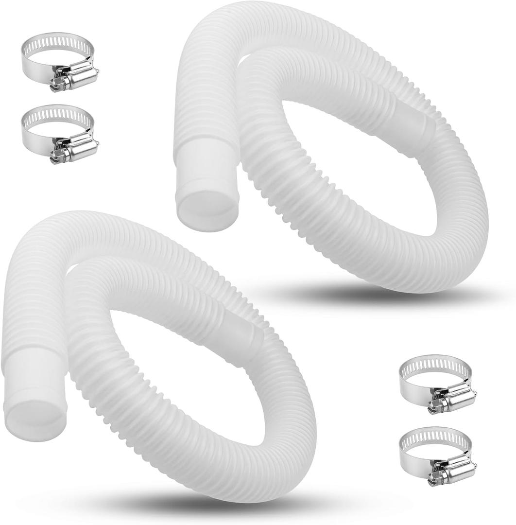 1-1/4 Inch x 3 Ft Pool Skimmer Filter Hose for Intex, Coleman & Summer Waves Above Ground Pool Skimmer, Pool Pump, Pool Filter, 1.25" Swimming Pool Return Suction Hose - 2 PCS