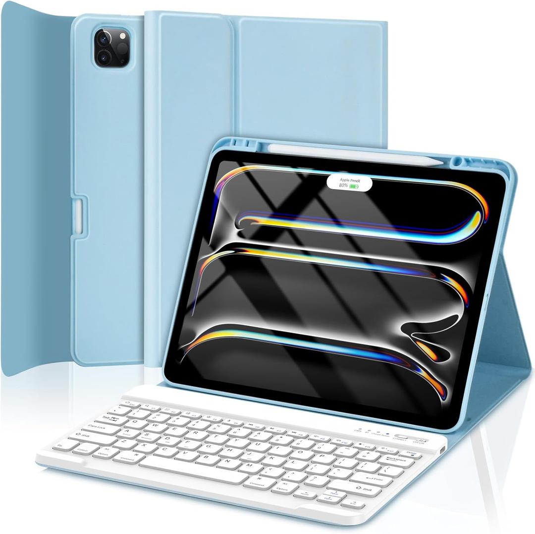 TQQ Keyboard Case for iPad Pro 13-inch (M5 2025 / M4 2024) - Magnetic Wireless Detachable Keyboard, Stand Folio Cover with Pencil Holder, Thin & Light Compatible with iPad Pro 13 (Blue)