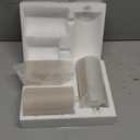 Real Wax Flameless Candles with 6hrs Timer, Battery Led Pillar Candles Flickering 3D Wick Pack of 3 Striped Candles, Party Dinner Home Decor House Warming, Light Gray  3" H 5" 6" 7"