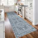 KUTA Vintage Washable Rug Runners 3x10, Blue White Non-Slip Kitchen Hallway Long Rugs 10ft with Rubber Backing, Printed Modern Soft Carpet for Entryway Indoor Dining Room