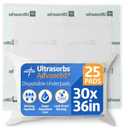 Medline Ultrasorbs Drypads, 30" x 36", 25 Count, Super Absorbent Disposable Bed Pads, Large Incontinence Bed Pads, Chucks Protective Underpads, 10 Times More Absorbent, For Adults, Elderly