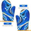 Cute Oven Mitts Heat Resistant Silicone Surface Oven Gloves with Quilted Liner Extended Non-Slip Pot Holders for Kitchen Baking Cooking Grilling(Blue Marble)
