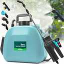 Battery Powered Sprayer 2 Gallon, 2025 Upgraded Electric Weed Sprayer with 3 Spray Forces, Battery Indicator, Rechargeable Handle,4 Mist Nozzles,23.6" Retractable Wand,Shoulder Strap, for Lawn&Garden (Blue)