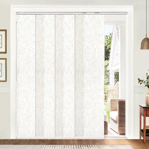 UNISHADES Panel Track Blinds, Vertical Blinds for Sliding Glass Doors, Extendable Track from 45 3/4" to 82 5/8" W, Cuttable Panel Curtains up to 96 inches high, Light Filtering - Linen