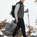 ASPO Men's Windproof Warm Golf Vest Outerwear with 6 Pockets Waterproof Winter Softshell Sleeveless Puffer Jacket for Hiking (Large, Dark Grey)