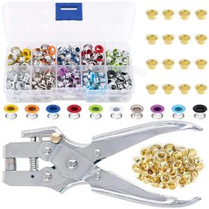 Eyelet Hole Punch Pliers, 3/16 in(5mm) Eyelet Grommet Pliers Kit Metal Eyelets Kits with 400PCS Multicolor Grommets Shoe Eyelets Grommet Sets for Leather Fabric Belt Clothes Decorative Repair