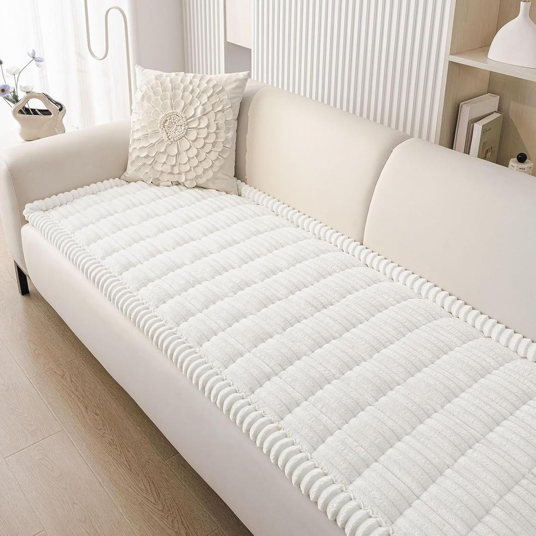 Smiry Couch Cover for Dogs Washable, Non Slip Fuzzy Pet Couch Covers for 3 Cushion Sofa Pet Friendly, Thick Soft Sofa Slipcovers Cushion Protector (White, 27.6" x 59") Smiry Couch Cover for Dogs Washable, Non Slip Fuzzy Pet Couch Covers for 3 Cushion Sofa Pet Friendly, Thick Soft Sofa Slipcovers Cushion Protector (White, 27.6" x 59")