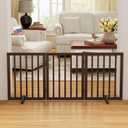 Brown 18-55" Wide Dog Gate, Bamboo Dog Gates for the House Doorways, Freestanding Pet Gates for Dogs, Doogie Puppy Fence Gate