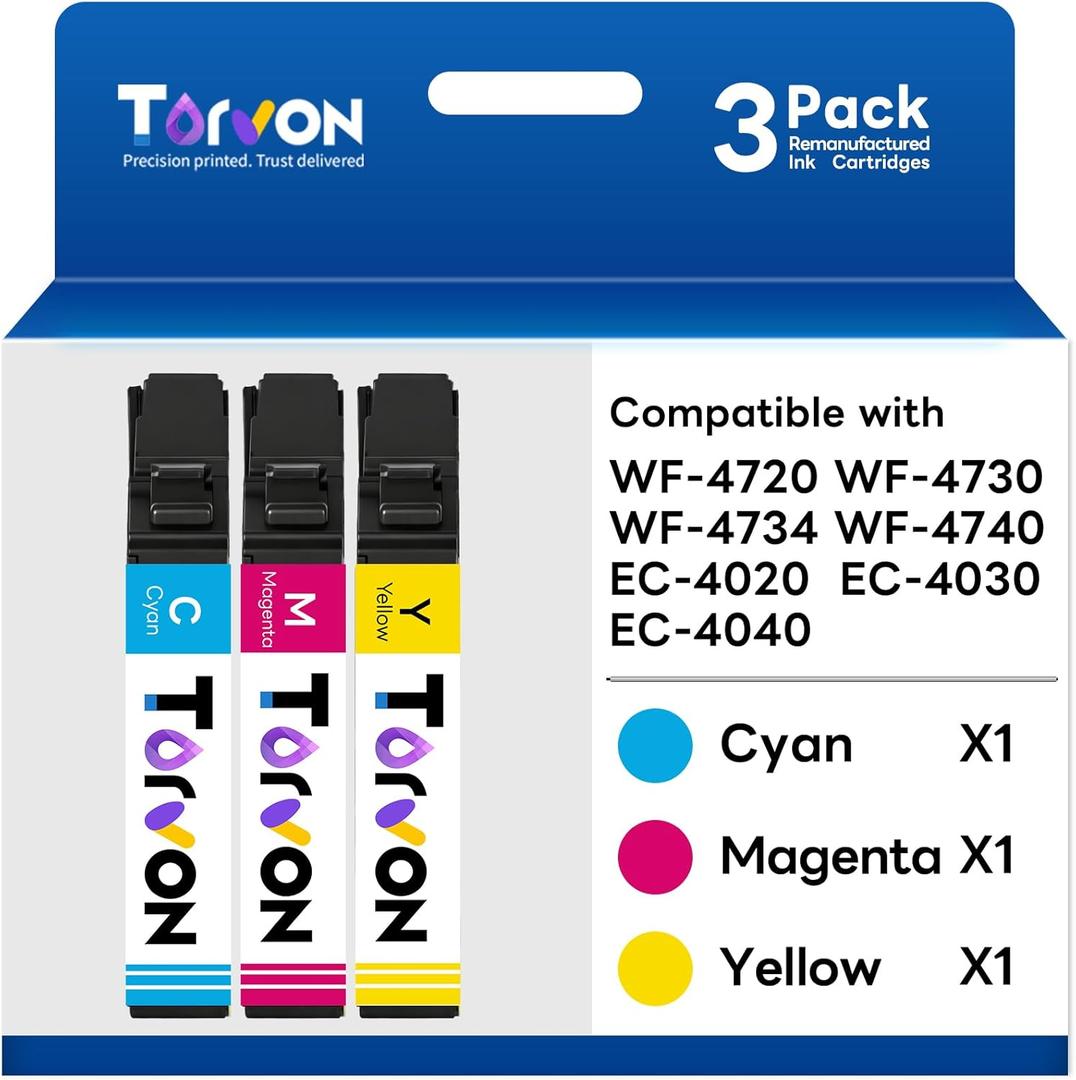 Remanufactured Ink Cartridge for Epson 802 802XL Ink Cartridges Combo Pack Work with Workforce Pro WF-4740 WF-4730 WF-4720 WF-4734 EC-4020 EC-4030(Cyan, Magenta, Yellow)