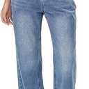 HDLTE Baggy Stretchy Jeans for Women High Waisted Trendy Wide Leg Jeans Boyfriend Denim Pants with Patch Pockets.XS