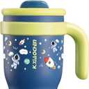 KXIAOCHEN Toddler Tumbler With Straw Spill Proof 14 Oz, Kids Tumbler With Handle Insulated Stainless Steel BPA-Free Keeps Drinks Cold up to 24 Hrs for Travel Cup Holders Outdoors, Navy Blue Spaceman