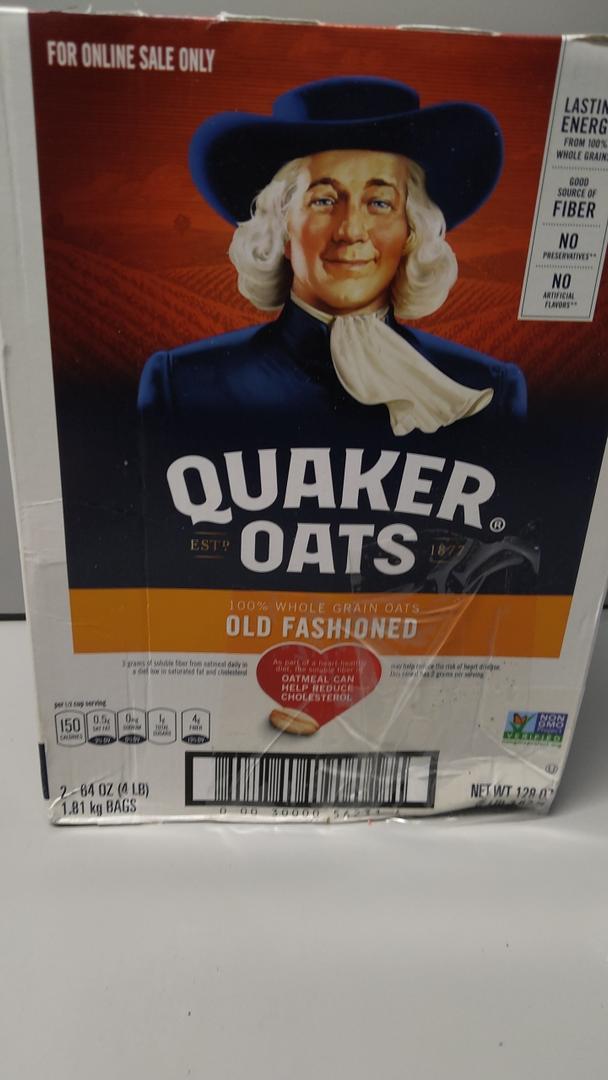 Quaker Old Fashioned Rolled Oats, Non GMO Project Verified, Two 64oz Bags in Box, 90 Servings, 4 Pound (Pack of 2) Best Before Jan 13, 2027