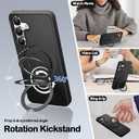 3-in-1 [360 Spin Stand+Magnetic+Ring Holder] Case for Samsung Galaxy S24 Plus / S25 Plus Fit for MagSafe, Military Grade Protective, Cover S24 Plus / S25 Plus Phone Cases for Women/Men 6.7Black