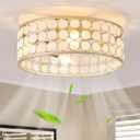 20"Boho Ceiling Fans with Lights and Remote Capiz Fandelier Ceiling Fan with Light Coastal Enclosed Caged Ceiling Fan for Bedroom，Nursery,Foyer,Kitchen(6 Speeds Gold Shade and White Shells ), Medium