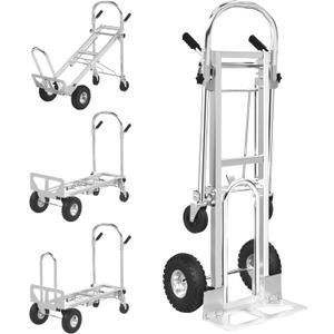 1000 LBS Dolly Cart with Wheels, 4 in 1 Folding Hand Truck, Stainless Steel Heavy Duty Industrial Convertible Hand Cart, Utility Collapsible Hand Truck Dolly for Warehouse, Home, Office, Etc