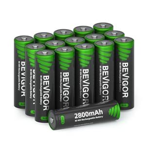 BEVIGOR AA Rechargeable Batteries 16 Pack, 2800 mAh High Capacity and Low Self Discharge, 1.2V Ni-MH Double AA Rechargeable Batteries BEVIGOR AA Rechargeable Batteries 16 Pack, 2800 mAh High Capacity and Low Self Discharge, 1.2V Ni-MH Double AA Rechargeable Batteries
