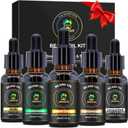 XIKEZAN 5 Pack Beard Oil Set w/Sandalwood, Orange, Vanilla, Cedarwood, Unscented for Beard Care, Moisturizing, Soften,Fathers Valentines Gifts for Him Men Dad Husband Christmas Stocking Stuffers