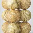 3.15" Christmas Ball Ornaments Glitter Shatterproof Christmas Tree Ornaments Sequin Xmas Hanging Balls Decorations for Wedding Party Holiday(Gold, 12pc-8cm)