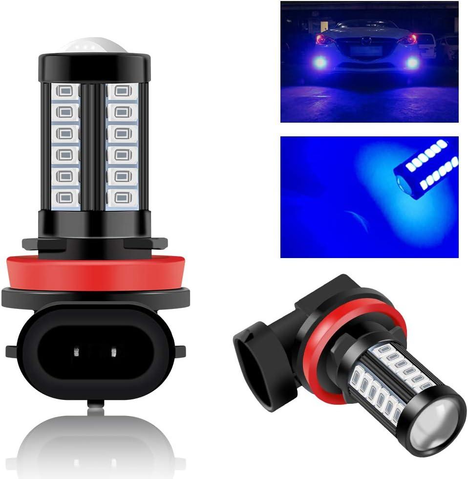 Teguangmei H11 H8 LED Fog Light Bulbs Blue, Super Bright 33-SMD LED Bulbs Replacement for Car Truck Daytime Running Light DRL Fog Light 12V, 2Pcs