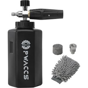 PWACCS Foam Cannon for Pressure Washer, Adjustable Car Wash Foam Cannon, Big Mouth Snow Foam Lance with 1/4" Quick Connect, Thick Foam Power Wash Foam Blaster 1.5 L, Additional Orifice Nozzle 1.1mm