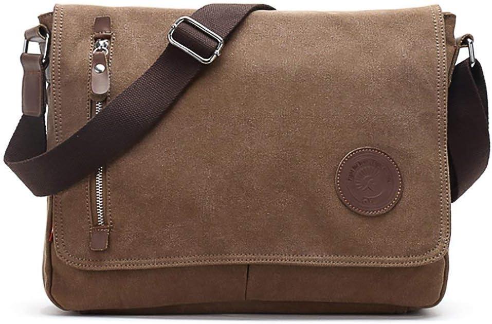 Mactso Unisex Canvas Flap Messenger Bag Practical Work Travel Sling Shoulder Bag(Brown)