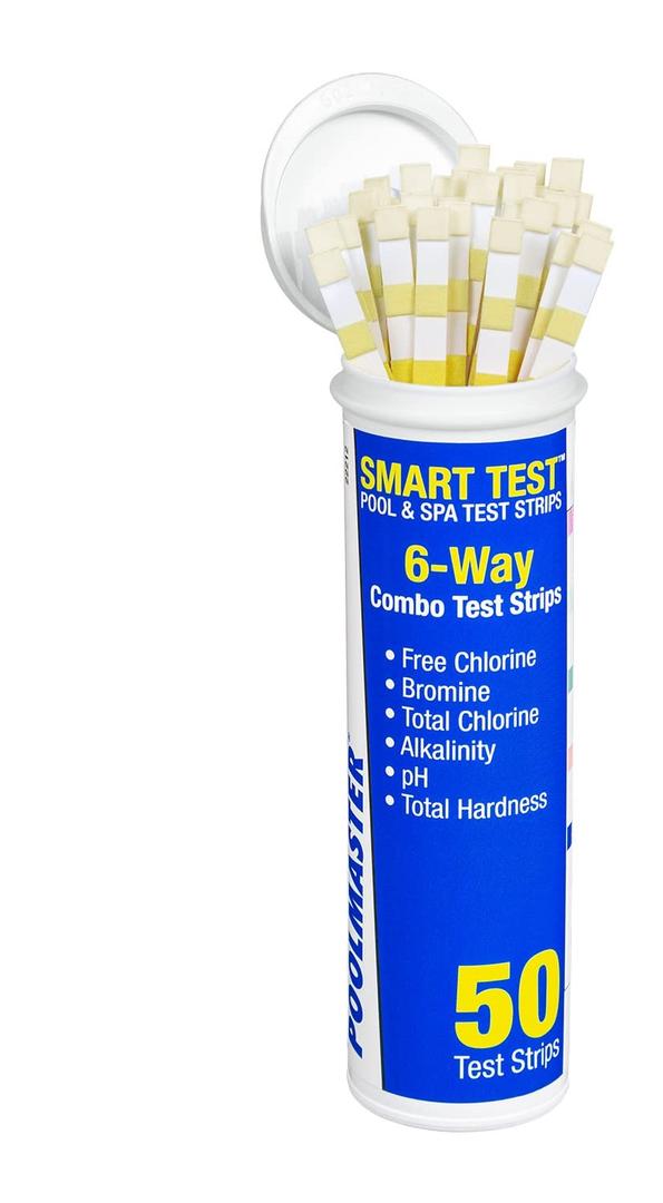 Poolmaster Smart Test 6-Way Swimming Pool and Spa Water Chemistry Test Strips, Made in The USA, 1 Pack,Blue