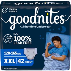 GoodNites Boys Nighttime Underwear, Size XXL, 42 Ct, 2 Packs of 21