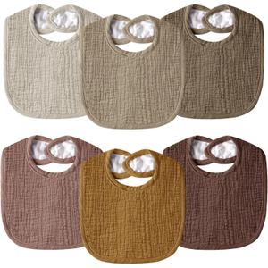 Muslin Baby Bibs for Unisex Boys Girls, Cotton Drool Bibs, Adjustable Newborn Bibs for Drooling and Teething