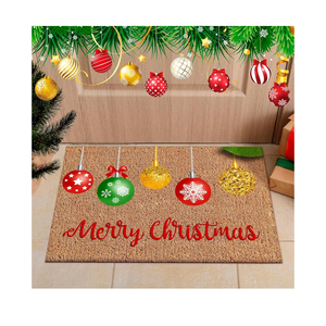 Ceenna Merry Christmas Coir Door Mats Christmas Ball Doormat Xmas Non Slip Floor Mats Indoor Entrance Door Mat Xmas Porch Front Decor, 24 x 16 Inch