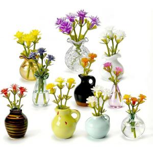 10-Pack Magnetic Mini Bud Vases Gift Set  Mixed Ceramic & Glass Holders for Fridge, Locker & Whiteboard  Upgraded Slam-Proof Magnets  Cute Bulk Gifts for Coworkers, Teachers & Office Decor