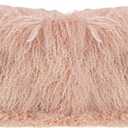 MOOX Mongolian Lamb Fur Pillow Covers Lumbar Throw Sheepskin Pillow Case Genuine Wool Fur Tibetan Accent Living Room Bedroom Decorative Cushion Cover (12 x 20inch Pink)