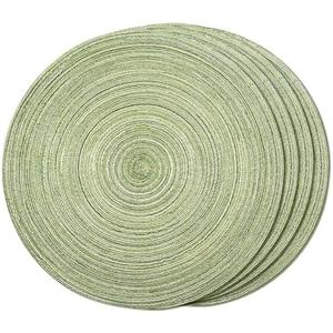 FunWheat Round Braided Placemats Set of 4 Place mats for Dining Tables Woven Heat Resistant Table Mats 15 inch (E Light Green, 4pcs)