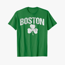 Boston St Patrick's Day Boston Distressed Shamrock Irish T-Shirt, Color Kelly Green, M