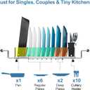GSlife Small Sink Dish Drying Rack - Stainless Steel in Sink Dish Rack for RV Camper, Expandable Kitchen Counter Drainer with Utensil Holder, 13.2''-19.1" L x 6.5" W x 4.3" H, Silver