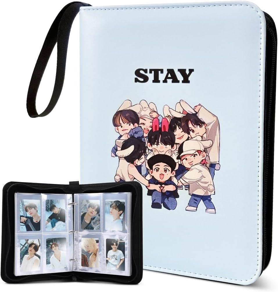 Cute Photocard Binder Cartoon 400 Pockets Photocard Holder Book with Sleeves Photo Album for Lomo Cards (Light Blue-Stay)