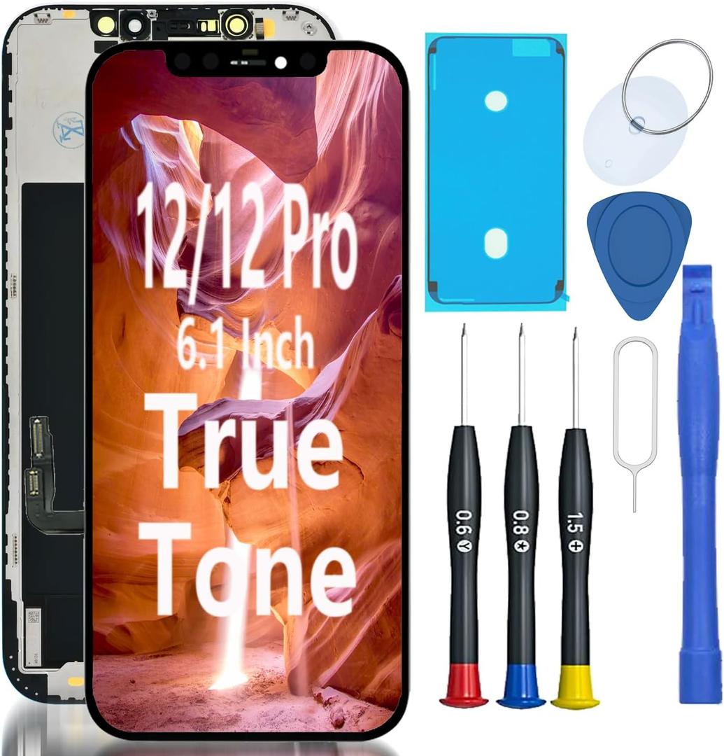 for iPhone 12/12 Pro Screen Replacement Kit 6.1" LCD Display Digitizer Glass Full Assembly Face ID Support +Waterproof Seal +DIY Repair Tools