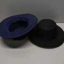 Hercicy Wool Fedora Hats for Women Vintage Felt Boho Hat with Decorative Belt Panama Pork Pie Jazz Style Headwear (Black & Navy Blue)