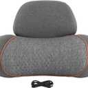 Neck Support Pillow Memory Foam with USB Heating, Grey, 3 Temperature Settings - Soothing Warmth for Neck Pain Relief, Detachable Cover for Easy Cleaning, Ideal for Travel