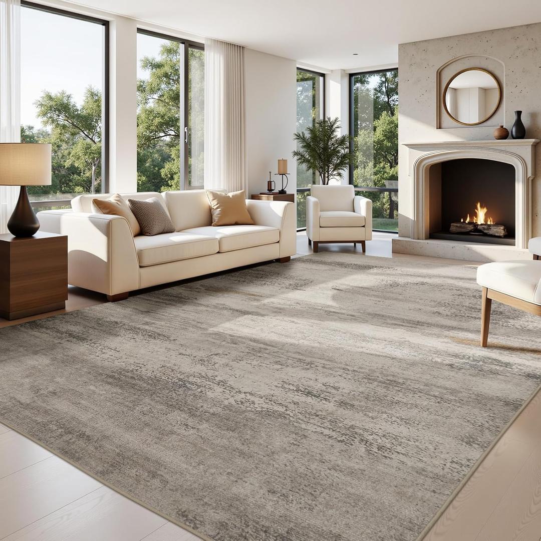 Joydeco 8x10 Area Rugs for Living Room, Non Slip Modern Abstract Machine Washable Rug, Low Pile Stain Resistant Non-Shedding Thin Carpet for Bedroom, Dining Room, Home Office Decor, Pet Child Friendly
