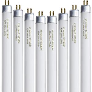8 Pack 21 Inch T5 Fluorescent Light Bulb 13 Watt F13T5/WW Compatible with Sylvania Satco Philips GE Under Cabinet Tube Light Warm White 800 Lumen G5 Base 8 Count