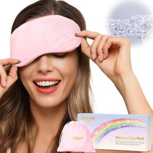 BeHoomi Heated Eye Mask, Microwave Moist Warm Compress for Eyes, Cooling Soothing Weighted Eye Mask for Sleeping, Reusable Sleep Eye Mask for Home & Office, Hot and Cold for Eye Relaxation (Pink)